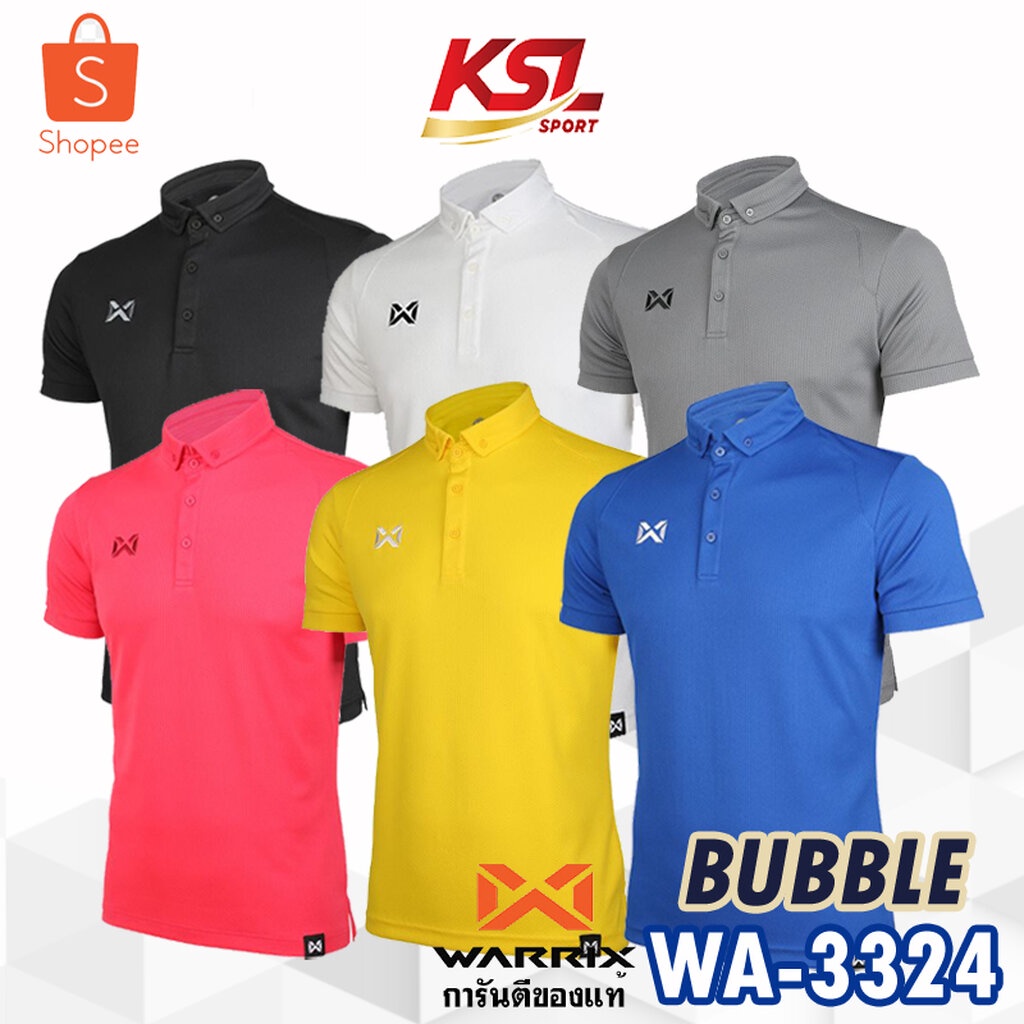 Warrix เสื้อโปโลวาริกซ์ แขนสั้น ผ้าไมโครโพลีเอสเตอร์ รหัส WA-3324 ขาว/เหลือง/ชมพู/น้ำเงิน วอริกซ์