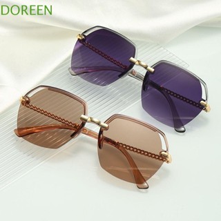 Doreen แว่นตากันแดดแฟชั่น กรอบครึ่ง หลายเหลี่ยม สไตล์วินเทจ UV400 สําหรับผู้หญิง