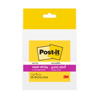 Post-it® กระดาษโน้ต ซูเปอร์ สติกกี้โน้ต 654-1SS3Y ขนาด 3"x3" สีเหลืองสะท้อนแสง 90 แผ่น*