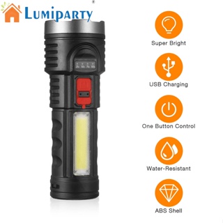 Lumiparty ไฟฉายฉุกเฉิน LED IP65 ขนาดเล็ก กันน้ํา ชาร์จ Usb ระยะไกล สว่างมาก สําหรับกลางแจ้ง