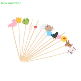 Newsandthen 100 ชิ้น ผสมผลไม้ ไม้ไผ่ ปิ๊ก บุฟเฟ่ต์ กระบองเพชร ใบคัพเค้ก ส้อมผลไม้ สลัด ติดดี