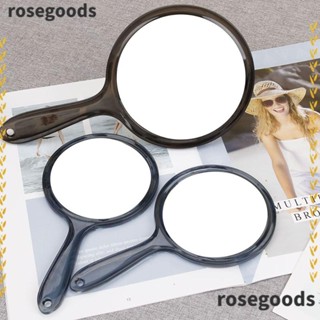 Rosegoods1 กระจกแต่งหน้า แบบมือถือ สองด้าน ขนาดกะทัดรัด พกพาง่าย อเนกประสงค์ สีดํา