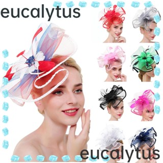 Eucalytus1 หมวกตาข่าย ประดับขนนก สําหรับผู้หญิง