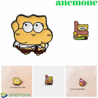 Anemone เข็มกลัด รูปการ์ตูนอนิเมะ SpongeBob Patrick Star สีเหลือง สีชมพู สําหรับตกแต่งเสื้อผ้า