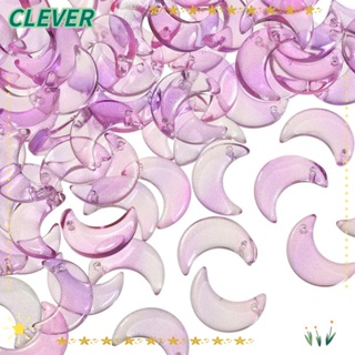 Clever จี้แก้วคริสตัลใส ทองเหลือง รูปดวงจันทร์ สําหรับทําเครื่องประดับ ต่างหู