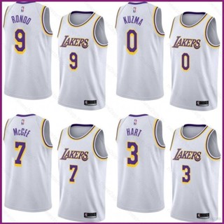 เสื้อกีฬาบาสเก็ตบอลแขนกุด ลายทีม NP2 LA Lakers NBA Jersey Rondo Kuzma Hart McGee สีขาว พลัสไซซ์ PN2