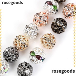 Rosegoods1 ลูกปัดดิสโก้ พลอยเทียม ทรงกลม 8 มม. คละสี สําหรับทําเครื่องประดับ สร้อยข้อมือ DIY 200 ชิ้น