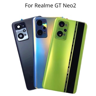 ใหม่ ฝาครอบแบตเตอรี่ด้านหลัง พร้อมเลนส์กระจกกล้อง แบบเปลี่ยน สําหรับ Realme GT Neo 2