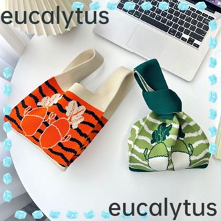 Eucalytus1 กระเป๋าถือลําลอง ผ้าถัก แฮนด์เมด