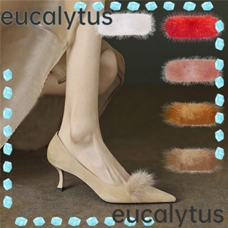 Eucalytus1 คลิปหนีบรองเท้าส้นสูง ผ้ากํามะหยี่ขนนิ่ม ถอดออกได้ 2 ชิ้น