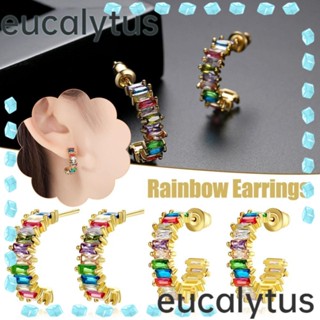 Eucalytus1 ต่างหูทัวร์มาลีน สีเงิน ระบายน้ําเหลือง คุณภาพสูง แฟชั่น สําหรับผู้หญิง