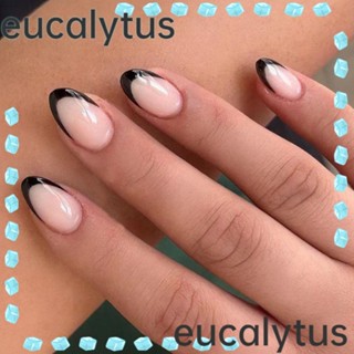 Eucalytus1 เล็บปลอม ถอดออกได้ DIY สไตล์ฝรั่งเศส 24 ชิ้น