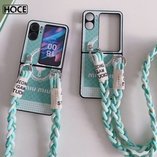 Hoce เคสโทรศัพท์มือถือ กันกระแทก สีเขียว พร้อมสายคล้องยาว เหมาะกับฤดูร้อน สําหรับ OPPO Find N2 Flip FindN2Flip 5G