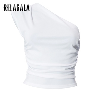 Relagala เสื้อกั๊กลําลอง โชว์สะดือ สีพื้น แฟชั่นใหม่ สําหรับสตรี 2023