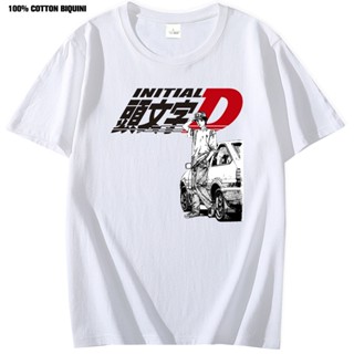 เสื้อยืดแขนสั้น พิมพ์ลายการ์ตูนอนิเมะ Jdm Car Initial D สไตล์ฮาราจูกุ สําหรับผู้ชาย Y2k