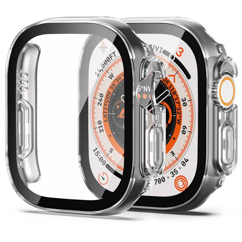 กระจก + กรณีสําหรับ Apple Watch Ultra 2 49 มม. smartwatch PC กันชน + หน้าจอ Protector กระจกนิรภัย
