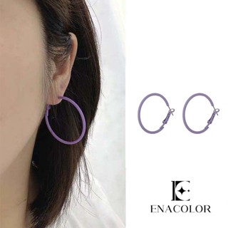 Enacolor Ins ใหม่ ต่างหูห่วงวงกลม รูปตัว C สีแคนดี้ สําหรับผู้หญิง