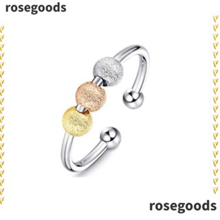 Rosegoods1 แหวนลูกปัดทราย หมุนได้ ป้องกันความวิตกกังวล