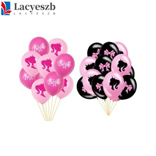 Lacyeszb ลูกโป่งยางเป่าลม รูปตุ๊กตาบาร์บี้ สีชมพู 12 นิ้ว 10 ชิ้น