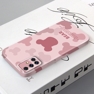 เคสโทรศัพท์มือถือ PC แข็ง ปิดด้านหลัง ลายหมี สีชมพู สไตล์เกาหลี สําหรับ Samsung Galaxy A51 M40S A52 A53 A13 A04S A12 A12s A11 A04 A02 A02S A03