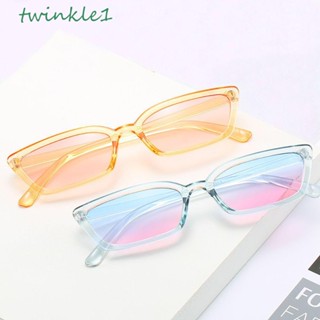 Twinkle1 แว่นตากันแดด พลาสติก ทรงสี่เหลี่ยมผืนผ้า ขนาดเล็ก สีแคนดี้ สไตล์คลาสสิก สําหรับผู้หญิง