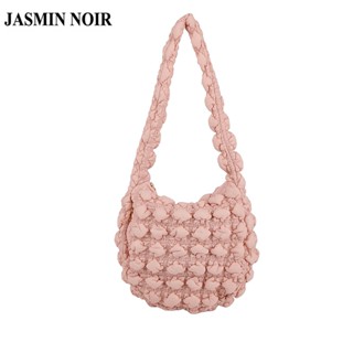 Jasmin NOIR กระเป๋าสะพายไหล่ กระเป๋าถือ ผ้าไนล่อน ลายสก๊อต เมฆ ขนาดใหญ่ สําหรับสตรี