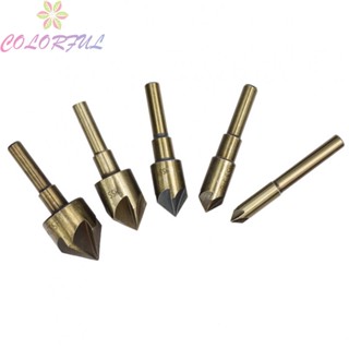 【COLORFUL】Drill Bit 5 Flute 5PCS 82 Degree Countersink HSS Woodworking Drill Bit