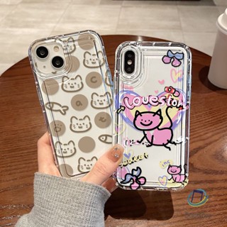 คู่เคสโทรศัพท์โปร่งใสสำหรับ Iphone 11 12 13 14 15 Pro Max XR X XS 7 6 8 Plus SE แมว อ่อนนุ่มกันกระแทกเปลือก