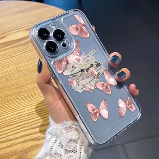 เคสไอโฟน สําหรับ iPhone 17 11 13 16 15 14 12 Pro Max 7 8 15 14 Plus XR X XS Max SE โปร่งใส ผีเสื้อ เคสโทรศัพท์ Case