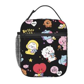 Bt21 กระเป๋าใส่กล่องอาหารกลางวัน มีฉนวนกันความร้อน ใช้ซ้ําได้ กันรั่ว ขนาดใหญ่ สําหรับผู้ชาย ผู้หญิง