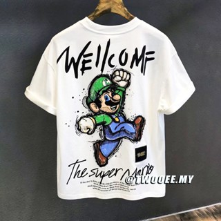 S-5XL Summer Korean Style Fashion All Match Anime Super Mario Short Sleeve T Shirt Men Top Baju T Shirt Lelaki