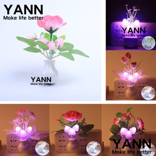 Yann1 โคมไฟ LED รูปดอกกุหลาบโรแมนติก หลากสี ปลั๊ก US EU สําหรับตกแต่งบ้าน