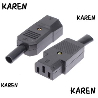 Karen ซ็อกเก็ตปลั๊กไฟ AC C13 C14 10A 250V. 3 ชิ้น ตัวผู้ ตัวเมีย หมุนได้