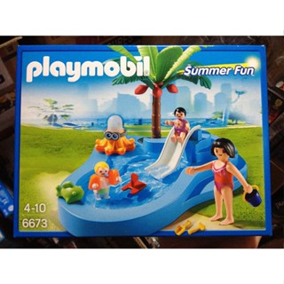 Bailebao Mobi World Playmobil 6673 สระว่ายน้ํา พร้อมสไลด์ สําหรับเด็ก