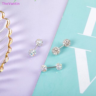 Thevantin ต่างหูสตั๊ด เหล็กไทเทเนียม ประดับเพทาย คริสตัล ทรงกลม แวววาว แฟชั่น สําหรับผู้หญิง และผู้ชาย