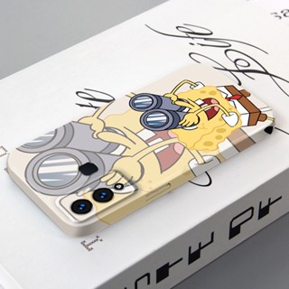 เคสโทรศัพท์มือถือ PC แข็ง ทรงสี่เหลี่ยม ป้องกันกล้อง ลาย SpongeBob สไตล์เกาหลี สําหรับ Infinix Hot 12 Play Hot 10 Play 11 9 Note 12 Smart 6 TECNO Pova Neo