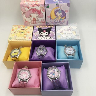 Sanrio Kuromi นาฬิกาข้อมือ ลายการ์ตูน Hello Kitty น่ารัก พร้อมกล่อง สําหรับเด็ก