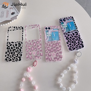 Jiehui เคสโทรศัพท์มือถือ พิมพ์ลายเสือดาว สีดํา สําหรับ Samsung Z Flip5