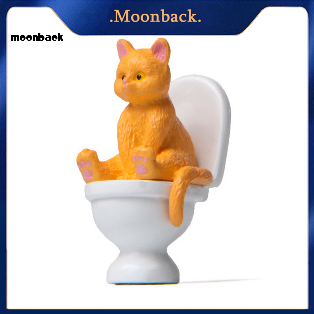<moonback> ของเล่นเด็ก โมเดลแมว นั่งชักโครก ขนาดเล็ก รูปสัตว์ แมว พื้นผิวละเอียด