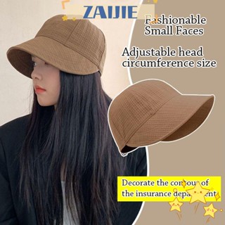 Zaijie24 หมวกบักเก็ต ผู้ชาย ผู้หญิง ปรับได้ ปีกกว้าง หมวกกันแดด พับได้