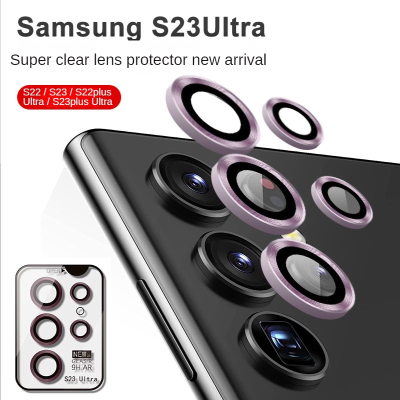 หรูหรา และเรียบง่าย ตัวป้องกันเลนส์ สําหรับ Samsung Galaxy S23 S22 Ultra เคส ตัวป้องกันกล้อง แหวนโลหะ กระจกป้องกัน ฝาหลังเลนส์