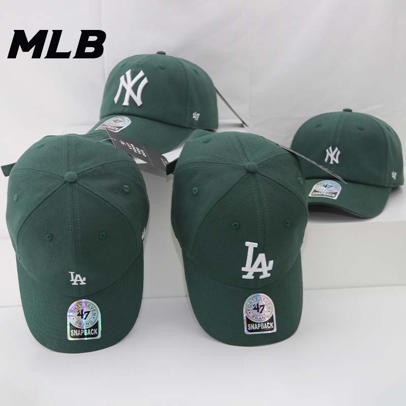 Mlb Soft Top 47 หมวกเบสบอลเกาหลีสีดําสีเขียว LA NY หมวกปักหมวกสําหรับผู ้ ชายและผู ้ หญิงผ ้ าฝ ้ าย
