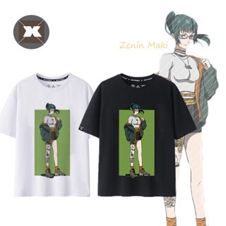 JUJUTSU KAISEN Zenin Maki T-shirt Cosplay Short Sleeve Tops Unisex Casual Loose Tee Anime Couple Shirt Plus Size_03