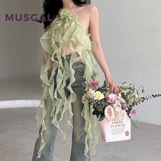 Musgal เสื้อกล้ามลําลอง ลายดอกไม้ สีพื้น สําหรับผู้หญิง 2023