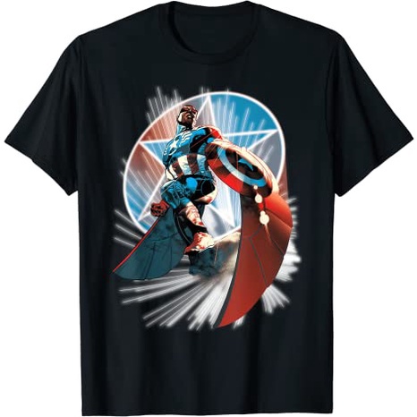 เสื้อยืดแขนสั้น ผ้าฝ้าย 100% พิมพ์ลาย Captain America Hands Helmet To Falcon Marvel Now แฟชั่นสําหรั