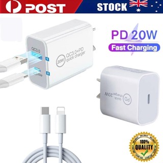 อะแดปเตอร์ชาร์จเร็ว 20W Dual USB Type-C และ A PD สําหรับ iPhone iPad AU