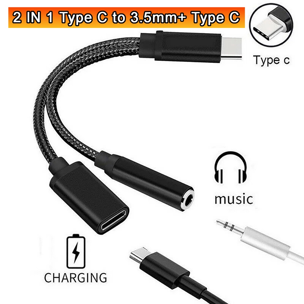 【 COD+ส่งจากไทย 】2IN1 USB Type C ถึง 3.5 มม. Aux Adapter Type-c 3 5 แจ็คสายสัญญาณเสียงหูฟังตัวแปลงสา