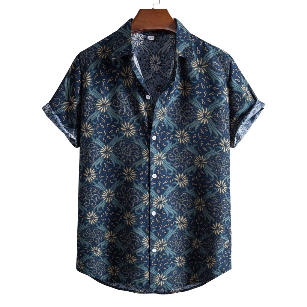 เสื้อเชิ้ตแขนสั้น ผ้าบาติก สวมใส่สบาย แฟชั่น CS75