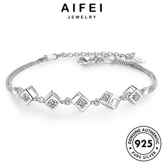 AIFEI JEWELRY คริสตัล เครื่องประดับ เกาหลี ผู้หญิง แท้ ต้นฉบับ เงิน 925 กำไลข้อมือ รักลูกบาศก์ ผู้หญิง Silver เครื่องประดับ แฟชั่น กำไล B17