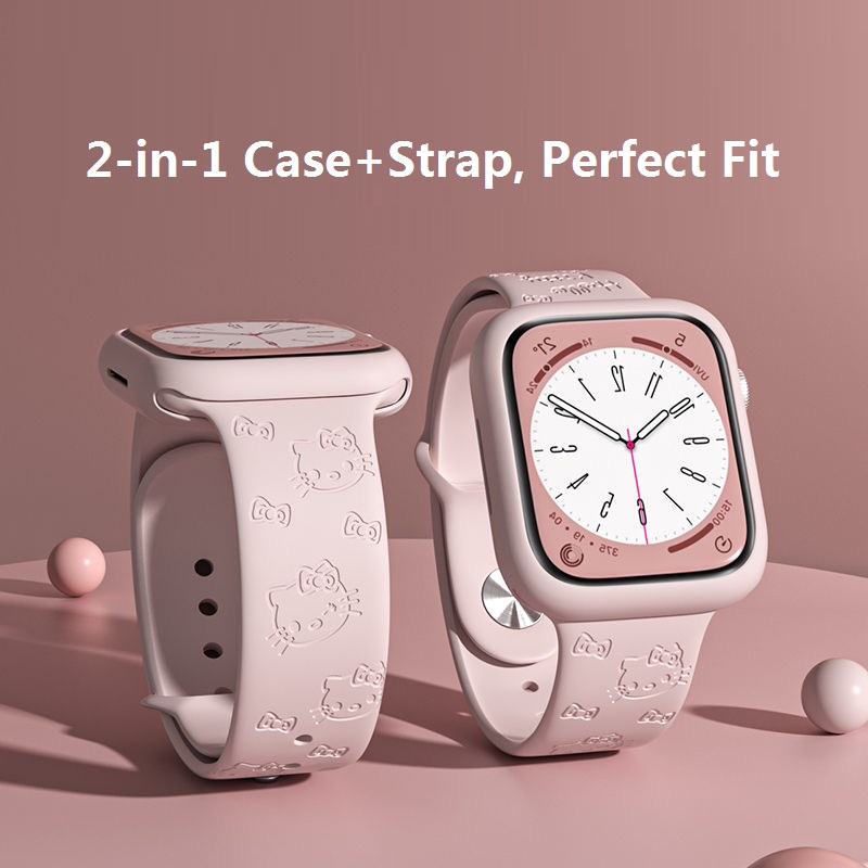【เคสนาฬิกา + สายนาฬิกา】สายนาฬิกาข้อมือ ซิลิโคนนิ่ม ลาย Sanrio Hello Kitty + เคส TPU สําหรับ Watch Ul